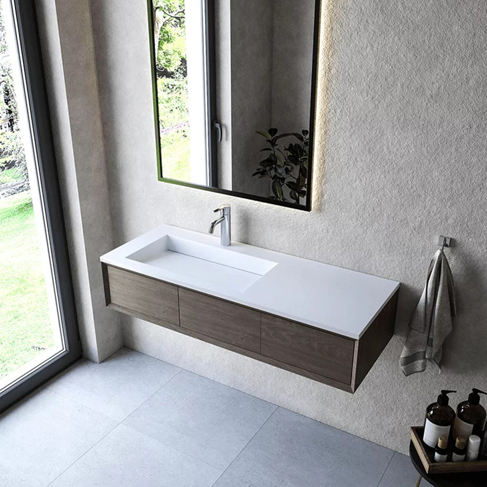 Cristalstone Linea Ideal umywalka 120x45 cm wpuszczana prostokątna biały U1200-MBLOLC/CR