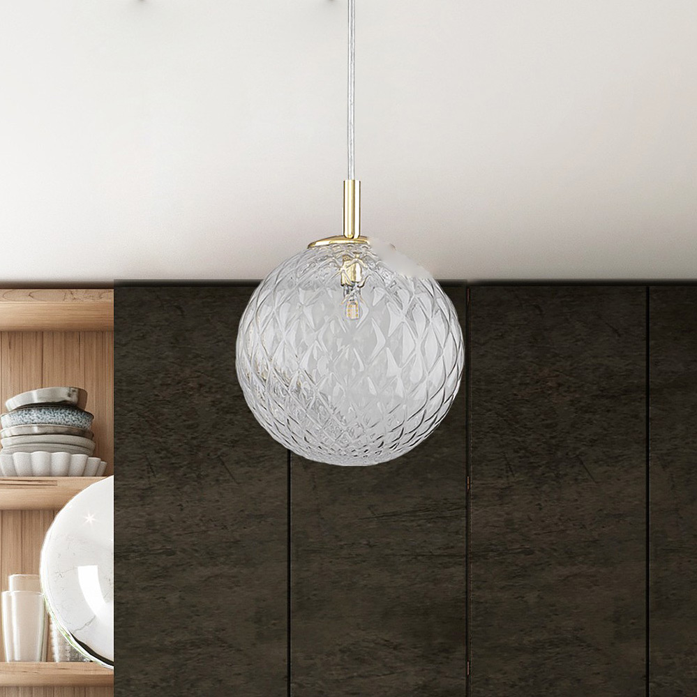 TK Lighting Cadix lampa wisząca 1x6W złoty/przezroczysty 4609