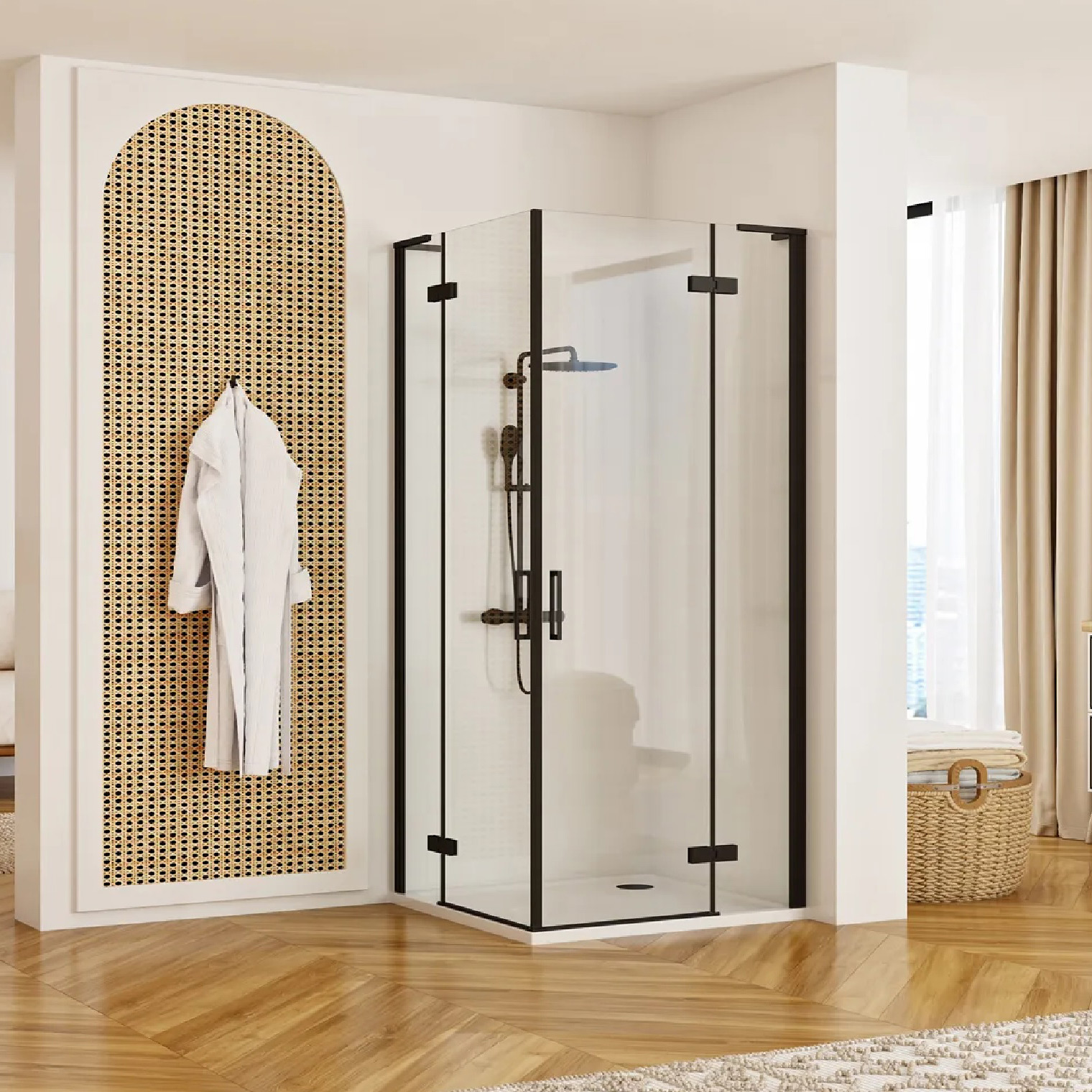 Rea Hugo Black kabina prysznicowa 80x80 cm kwadratowa czarny/szkło przezroczyste REA-K6600