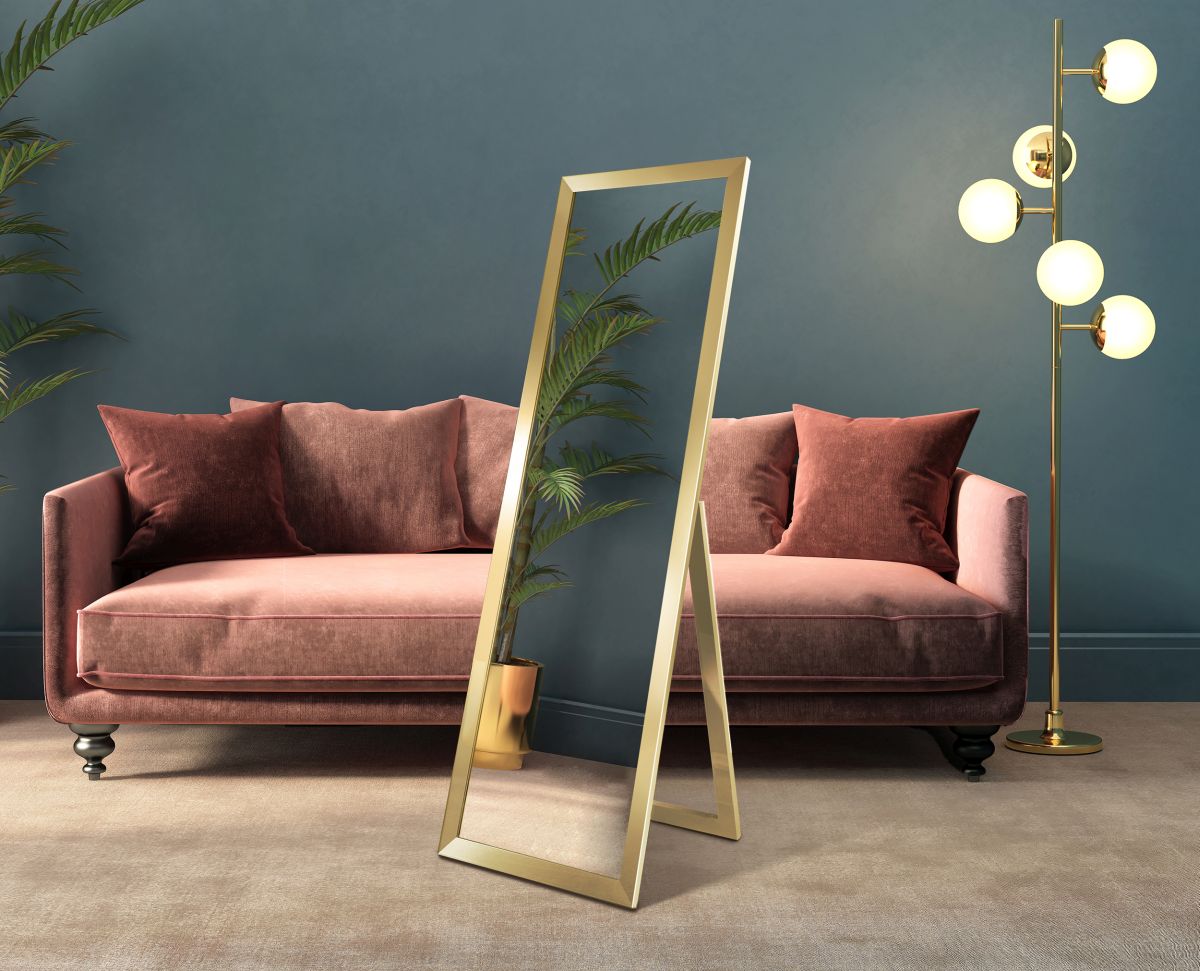 Styler Florence lustro prostokątne 46x146 cm stojące rama złoty błyszczący metaliczny LU-12271 - Wysyłka w 24h