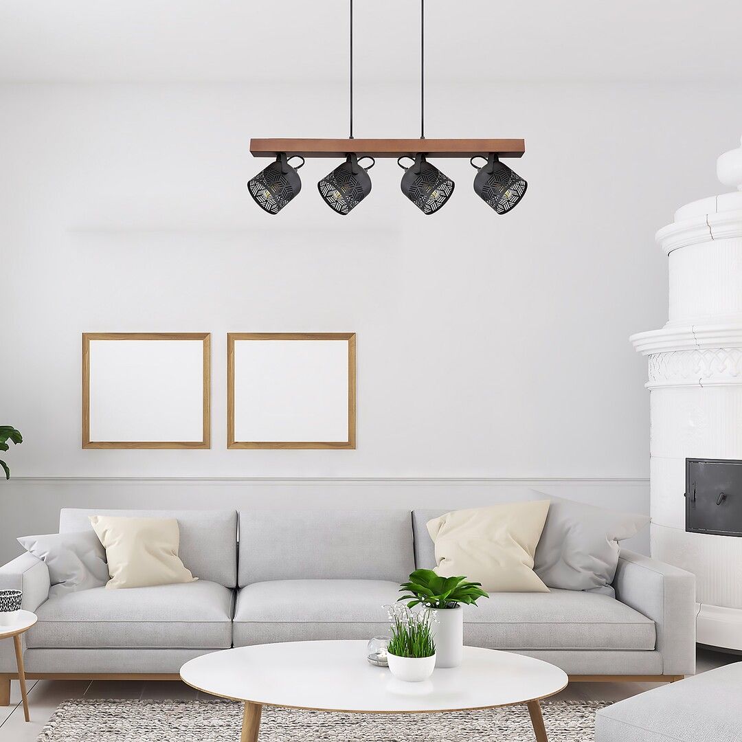 Rabalux Rotem lampa wisząca 4x40W czarny mat/drewno 3300