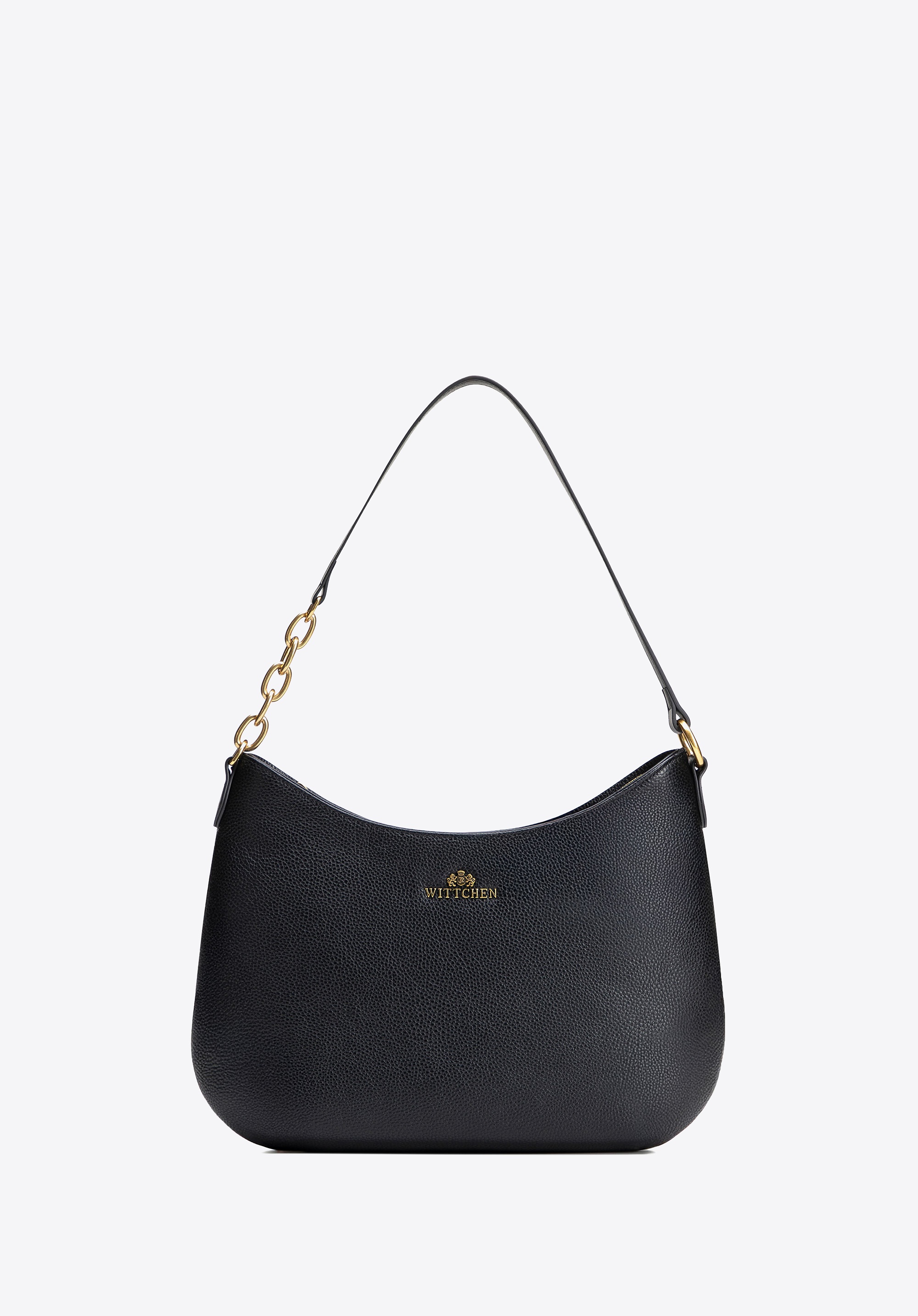 Torebka na ramię ze skóry z łańcuszkiem czarna