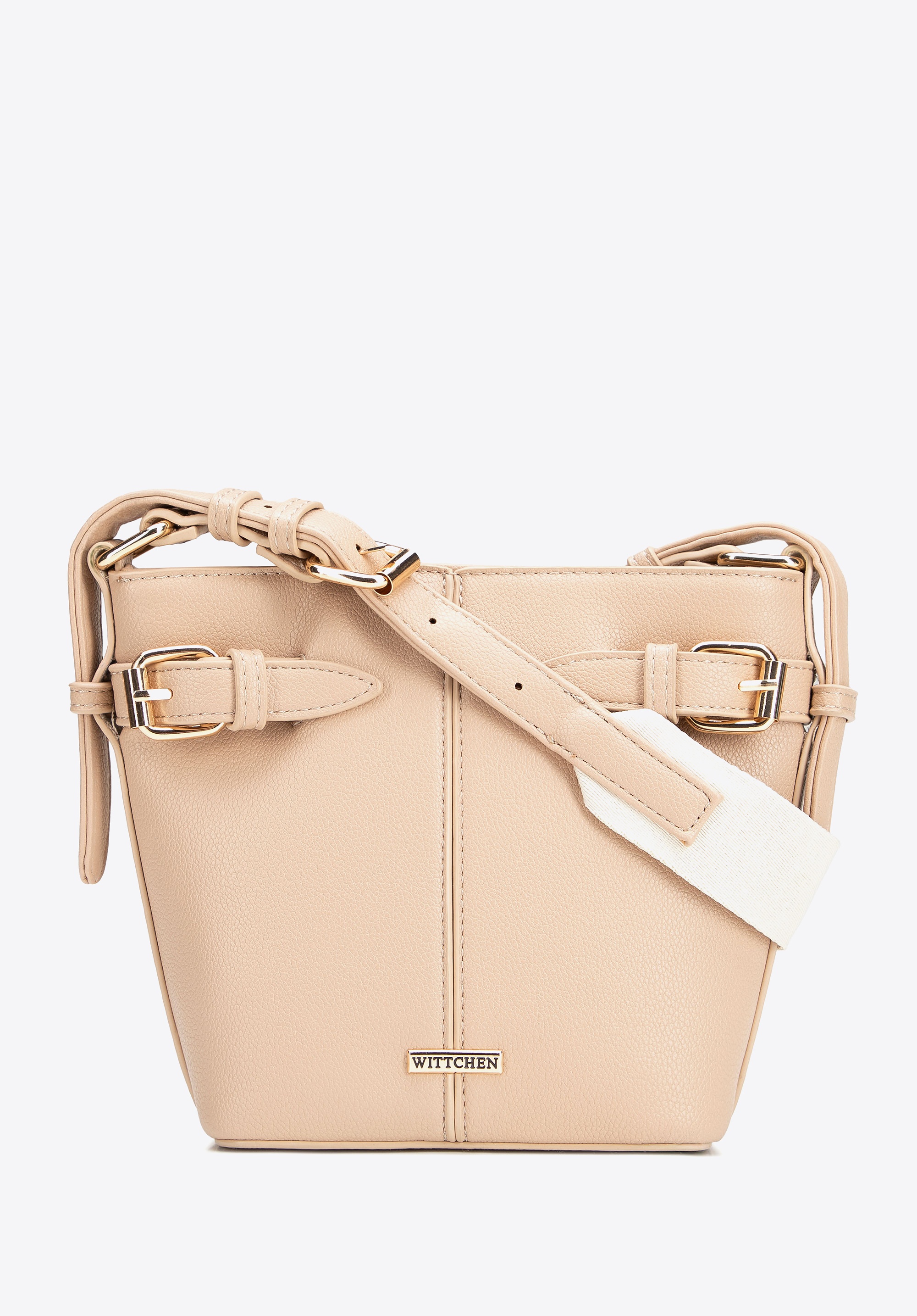 Mała torebka typu worek z ekoskóry beżowa