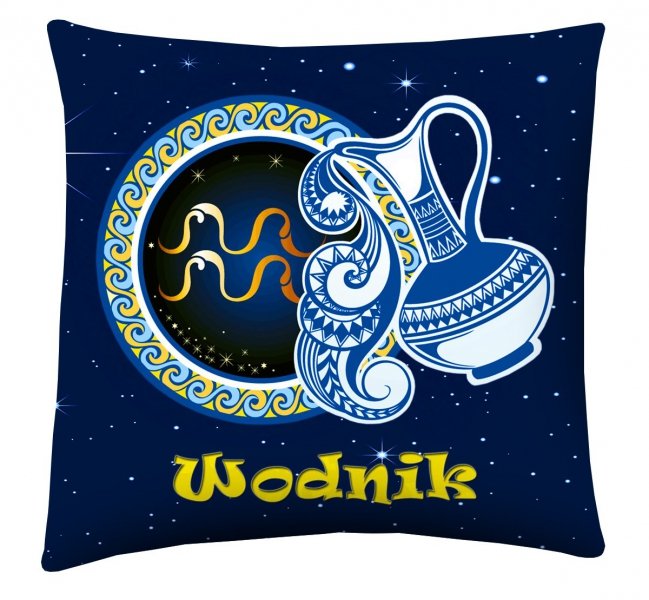 Poduszka z nadrukiem dwustronnym Znak Zodiaku 40x40 wz. Wodnik