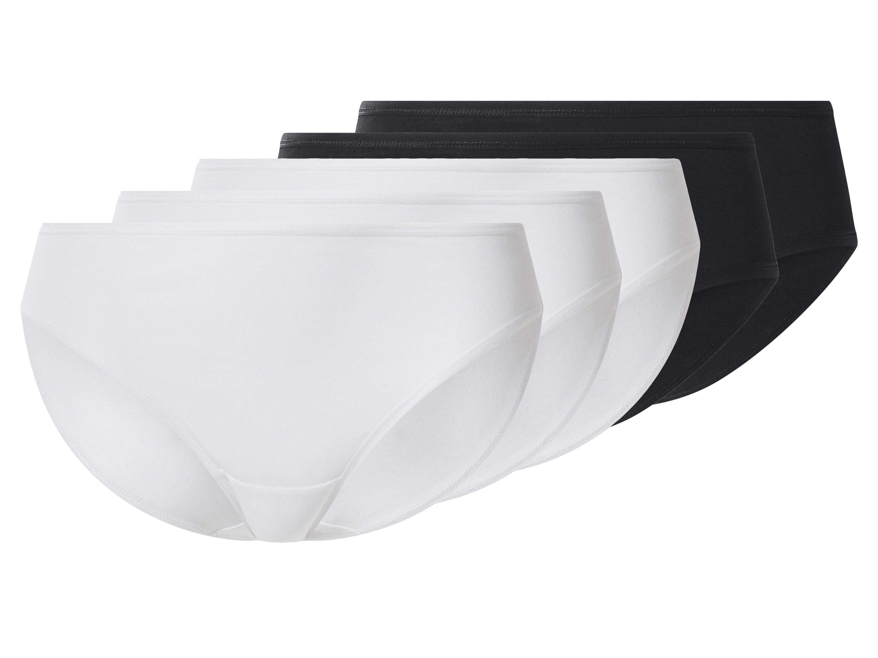 esmara Majtki hipstery damskie z bawełną, 5 par Czarny / biały, M40/42