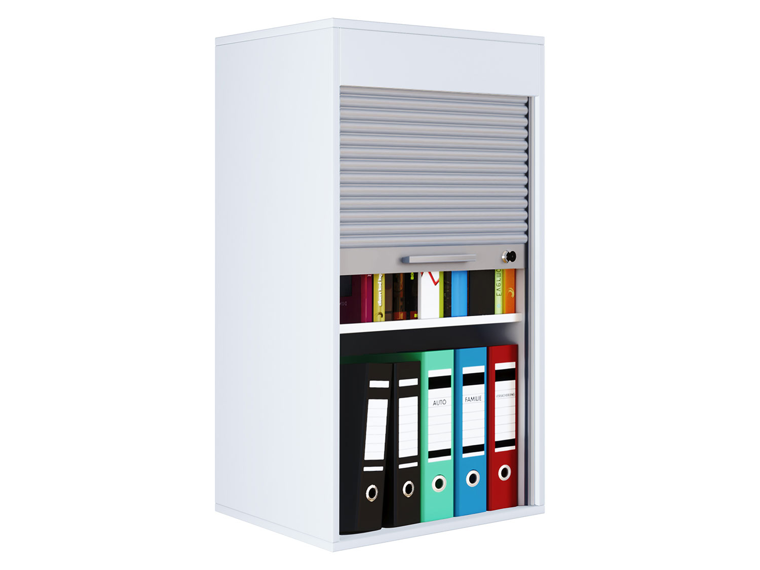 VCM Szafka na dokumenty, z roletą, zamykana Biały