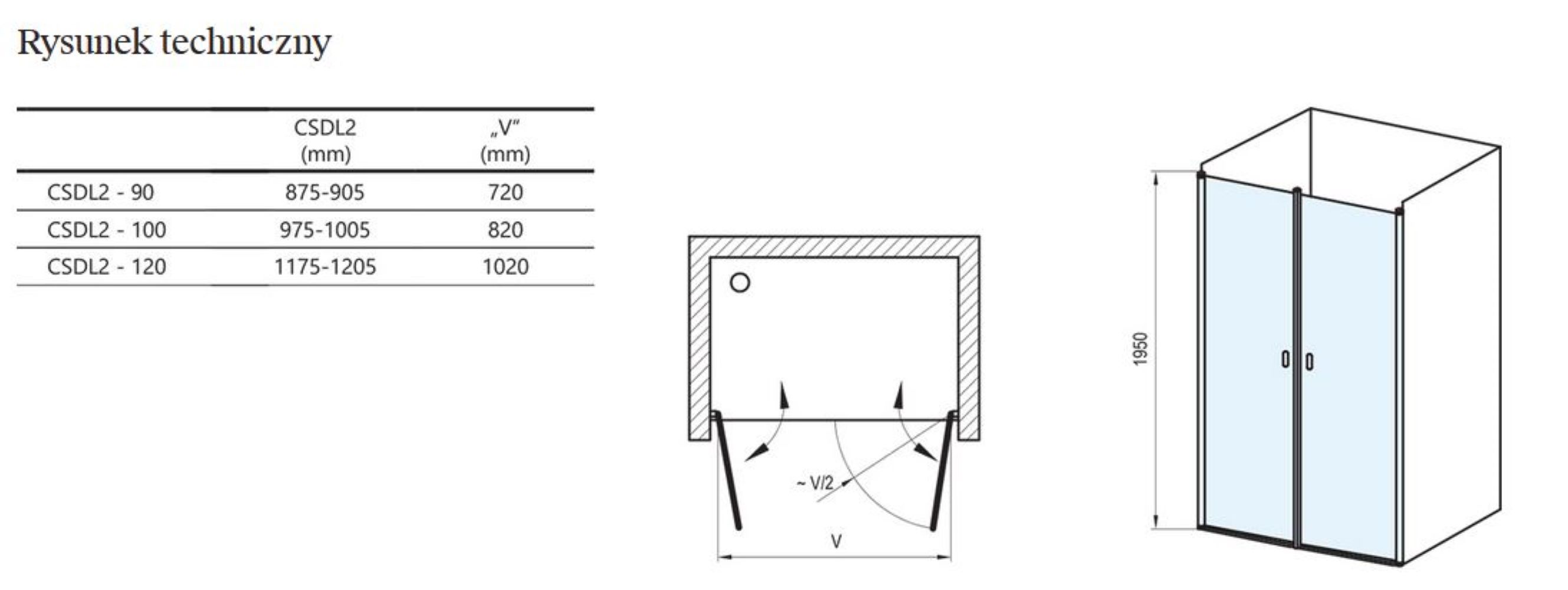 Darmowa Dostawa - Drzwi prysznicowe 120 cm uchylne czarny mat/szkło przezroczyste Ravak Chrome 0QVGC30LZ1