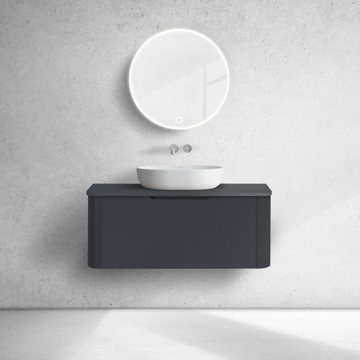 Darmowa Dostawa - Szafka z blatem 100x46.2x40.6 cm podumywalkowa wisząca czarna Oltens Hamnes 68673300