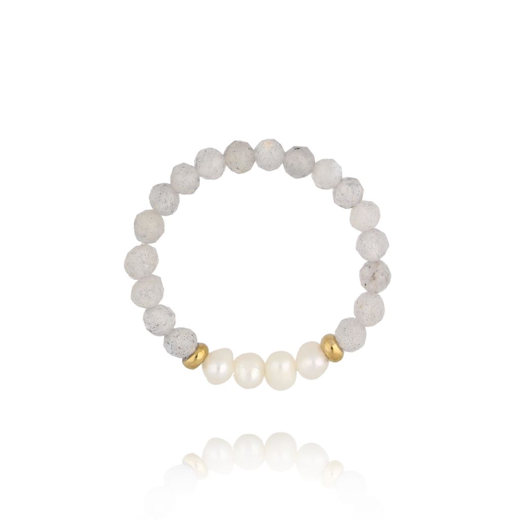 Pierścionek z labradorytami i perłami - By Dziubeka