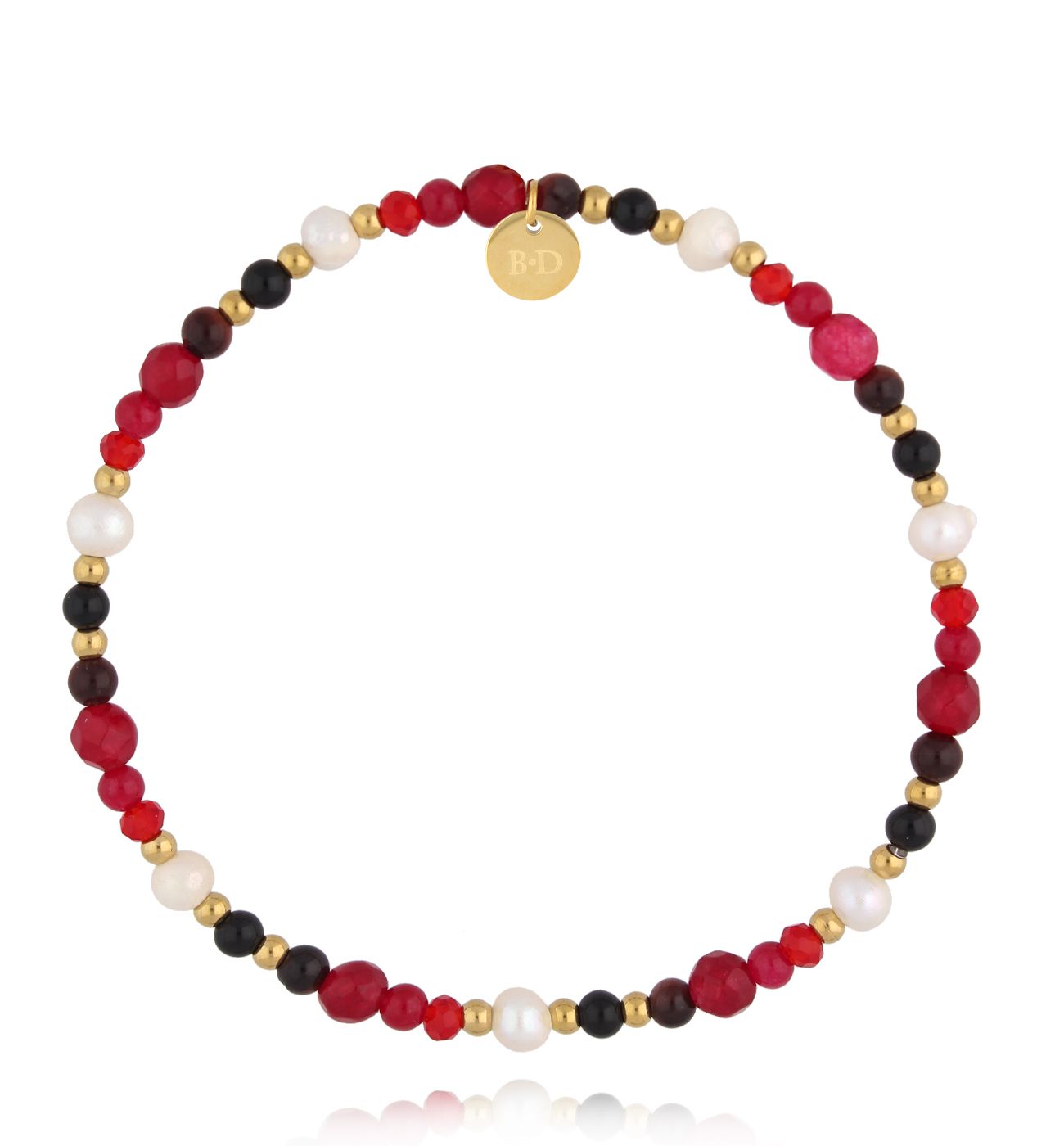 Bransoletka bordowa z perłami - By Dziubeka