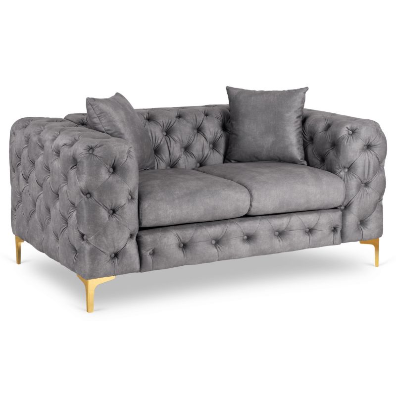 Sofa Mebel Elite SORRENTO 2S Dwuosobowa Szara Welurowa Nowoczesna Glamour 1 szt