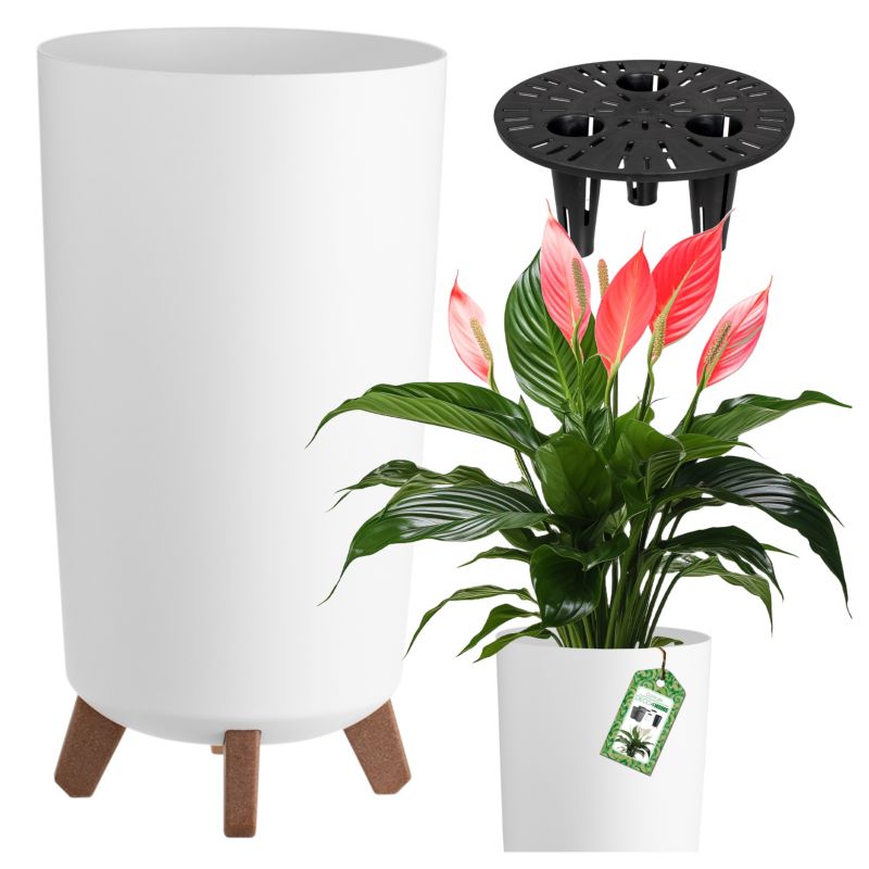 Doniczka Deco4Home slim donica na nóżkach biała 36,5cm 1 szt.