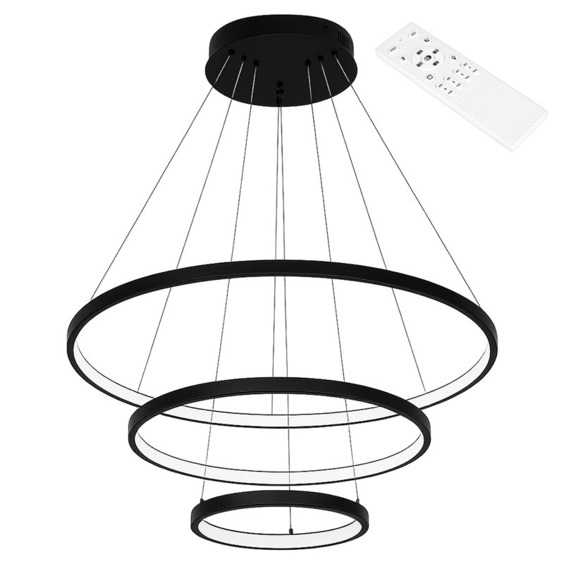 Żyrandol LED MasterLED Coma 77W regulowana barwa 20/40/60cm trzy pierścienie pilot lampa wisząca czarna 1 szt.