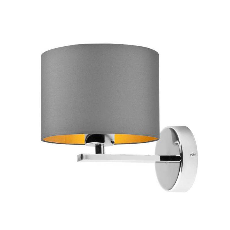 Kinkiet Volta Light Factory Simple Chrom/Szry welur ze złotem Abażur 1xE27 1szt.