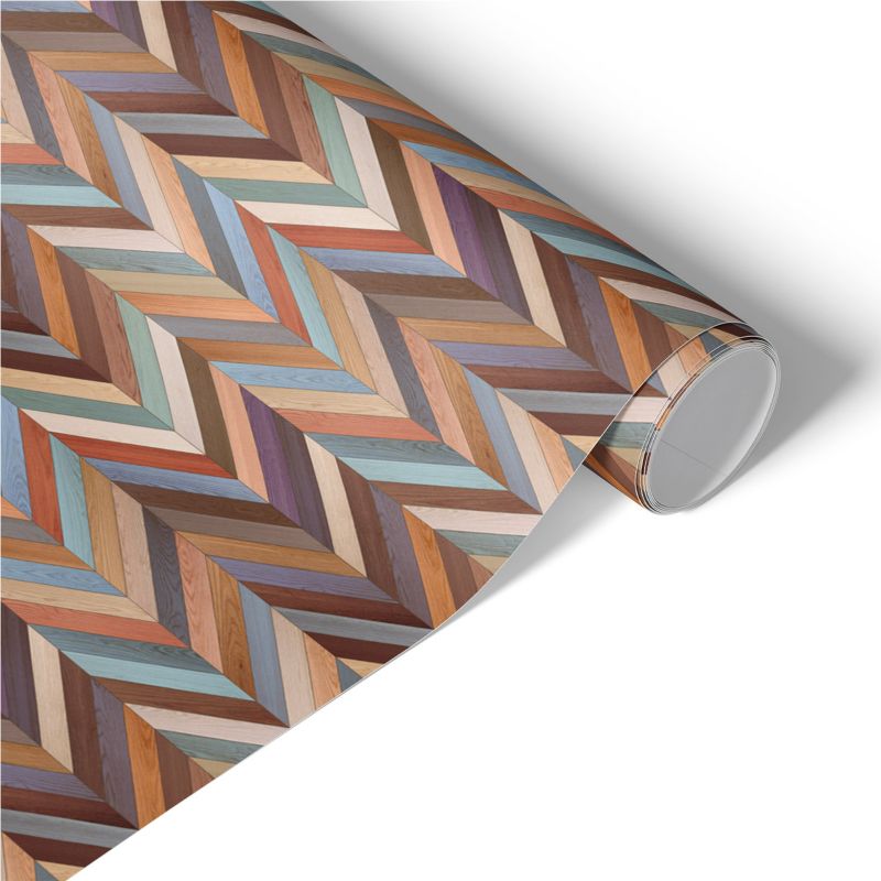 Okleina Meblowa Tulup 65x130 cm Kolorowa jodełka Samoprzylepna Folia do Renowacji DIY 1 rol.