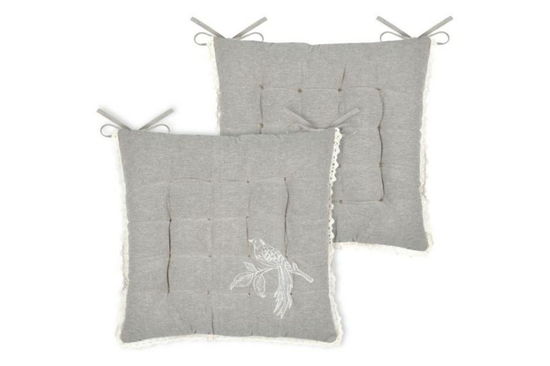 Poduszka na krzesło CLARINE Stof 38x38 cm dwustronna falbanka pikowana szara 1 szt.