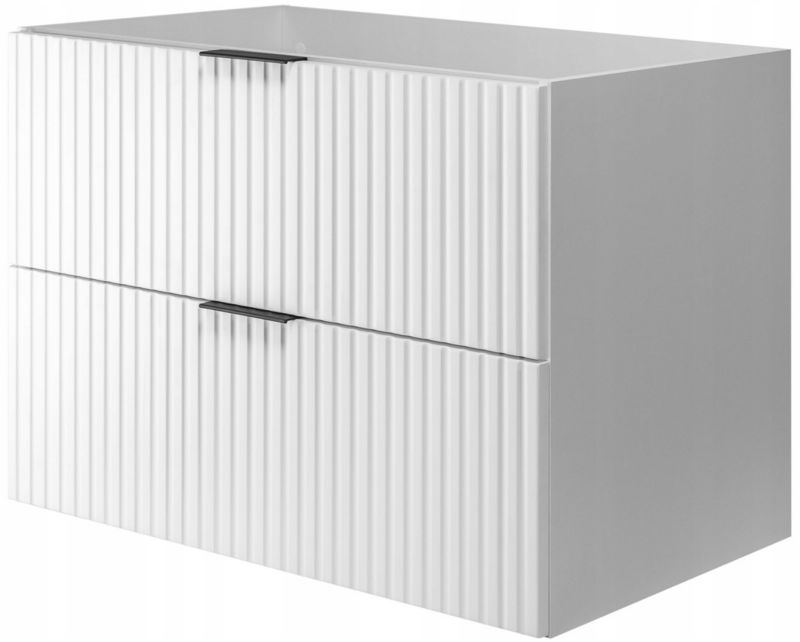 Szafka łazienkowa Furnidea 80 cm wisząca ryflowana 2 szuflady biały mat Flow 1 szt.