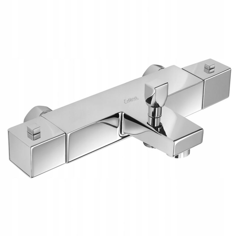 Bateria wannowa ścienna Estiva KOBA termostatyczna srebrna 1 szt.