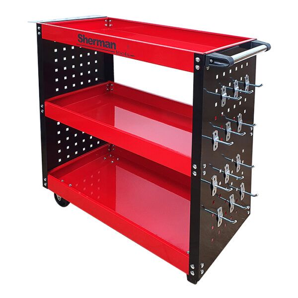 Profesjonalny wózek narzędziowy Sherman warsztatowy trzypółkowy czerwony 1 szt