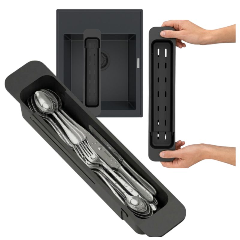 Ociekacz Do Zlewu Granitan Ociekarka Koszyk Teleskopowy Slim Czarny Na Zlewozmywak 1 szt.