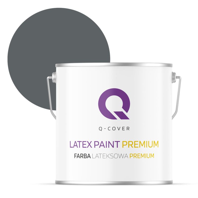 Farba Lateksowa Premium Plamoodporna do Ścian i Sufitów Q-Cover Antracyt H0912 Głęboki Mat 5L
