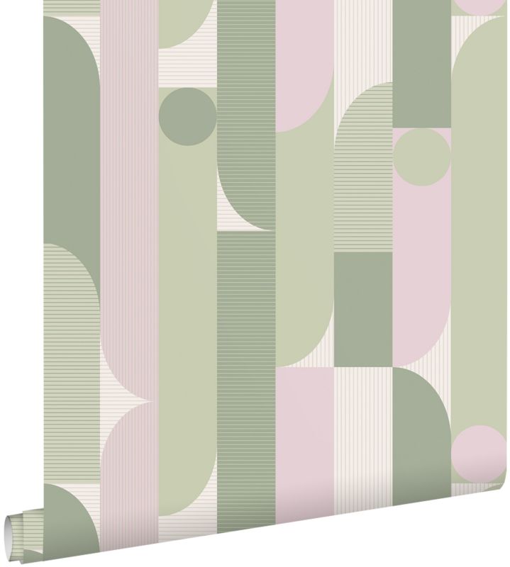 Tapeta ESTAhome figury geometryczne szaro zielonymIliliowo fioletowym 50 x 900 cm - 1 rol.