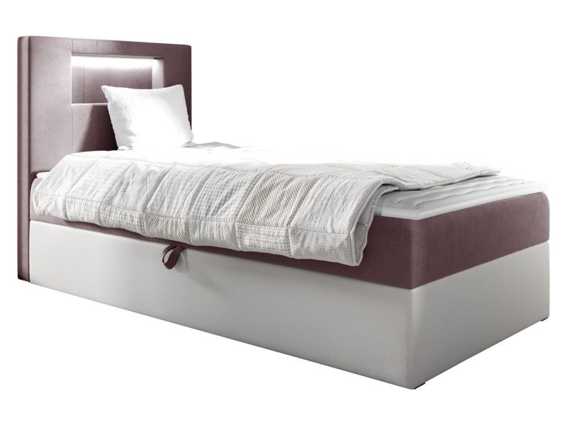 Łóżko kontynentalne MIRJAN 24 Gold Junior 1 80x200, Strona: Lewa biała ekoskóra/brudny róż 1 szt.