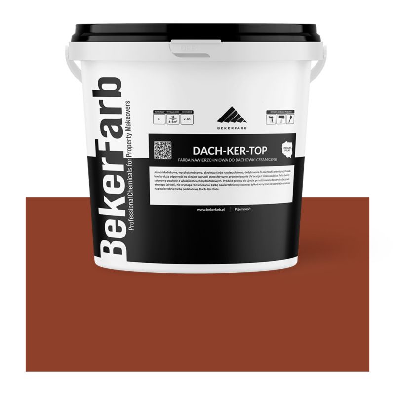 Nawierzchniowa Farba na Dach do Dachówki Ceramicznej Bekerfarb Ceglasty 1l 1 szt.