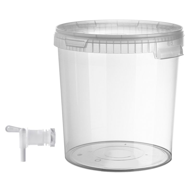 Wiadro fermentacyjne KADAX Zestaw z pokrywą, Kran obrotowy, bezbarwne 33L 1 szt.