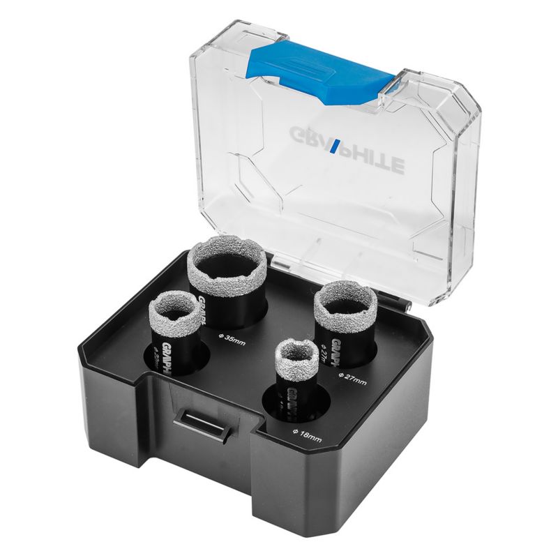 Otwornice diamentowe GRAPHITE 18,22,27,35mm, M14, 1 kpl