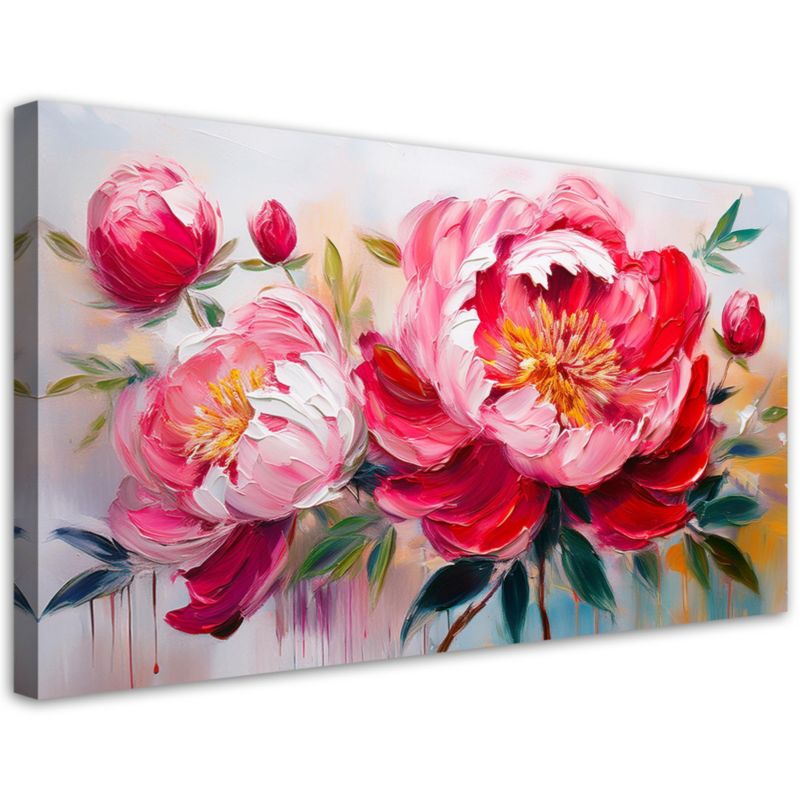 Obraz na płótnie Feeby Kwitnące Różowe Piwonie Kwiaty 80x40cm 1szt