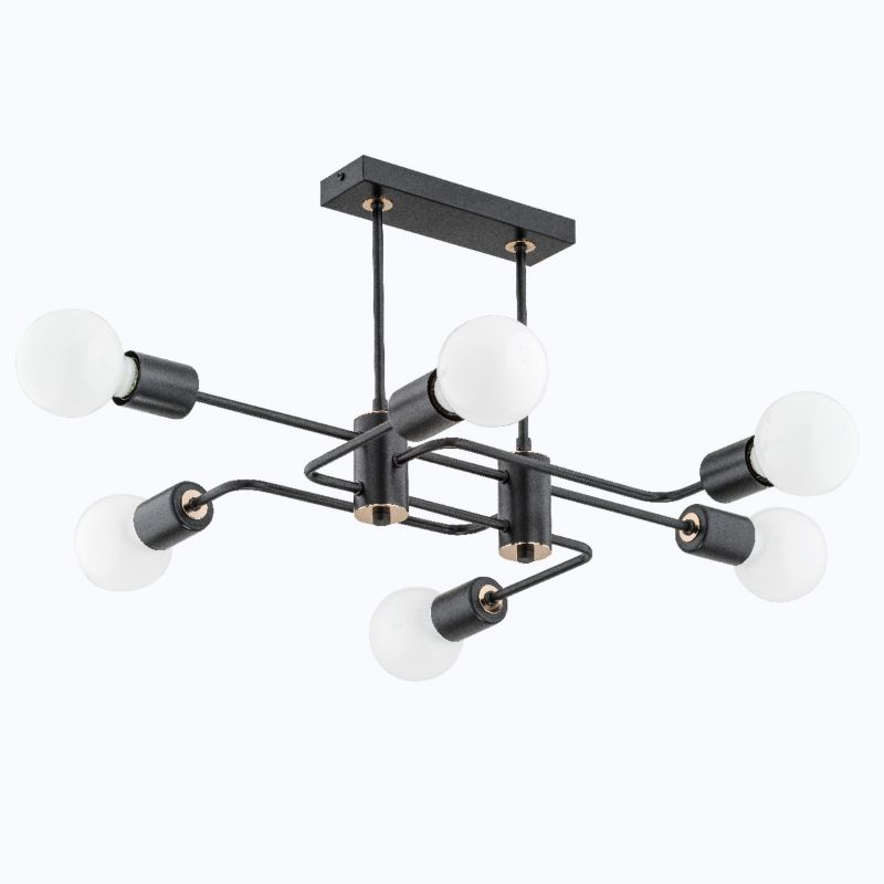 Lampa sufitowa Alfa SEBA czarno-złota 6xE27x15W wym:35x46x75cm IP20 -1 szt.