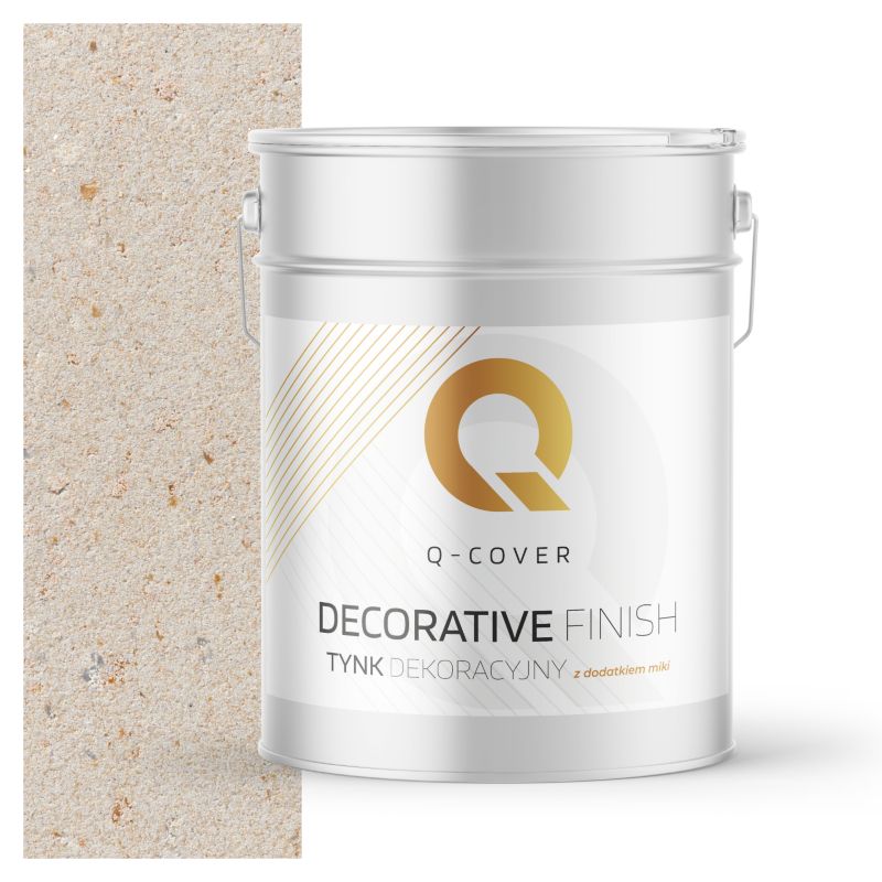 Tynk Dekoracyjny Q-Cover Beżowy Jasny ze Złotą i Srebrną Miką D805 15KG