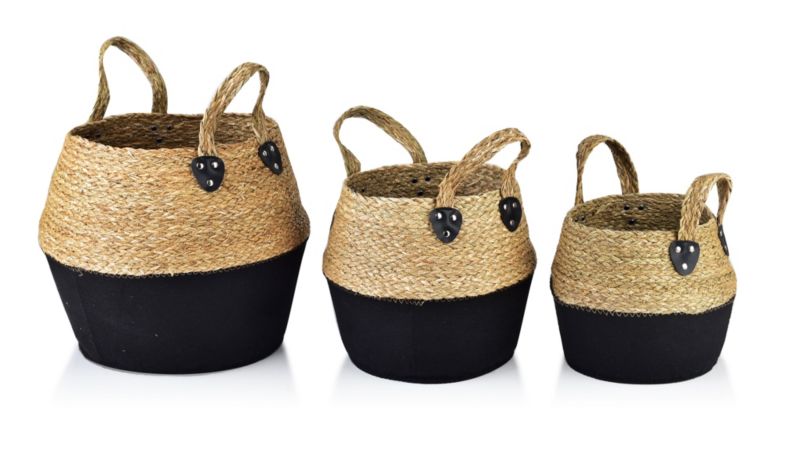 Komplet 3 koszy MONDEX BALI 30 x 38 x 34 cm czarny 1 kpl.