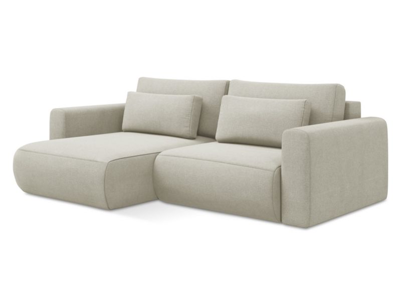 Narożnik lewostronny z funkcją spania LaMiaSofa PERUGIA z tkaniny strukturalnej 240x149 cm jasny beż 1 szt.