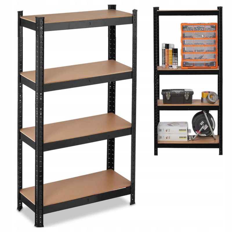 Regał magazynowy Chomik 150 x 70 x 30cm metalowy 4 półki 600kg czarny 1 szt.
