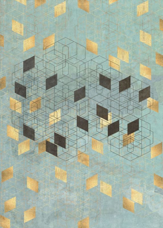 fototapeta Sanders & Sanders nadruk graficzny zielonymIzłotym 200 x 280 cm - 1 rol.