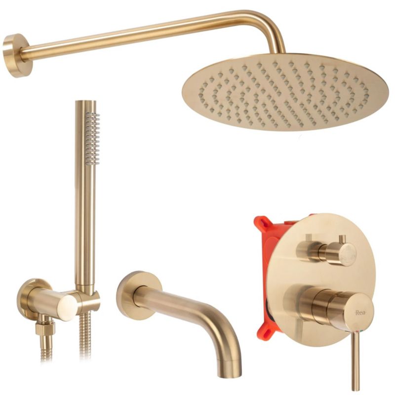 Zestaw Natryskowo-Wannowy Rea Lungo Złoty Szczotkowany 38,5X16X16Cm 1 Szt