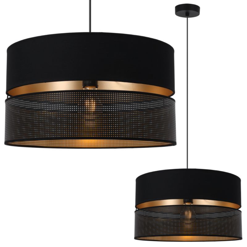 Lampa sufitowa wisząca Light Home LH Asti Duo 1x E27 60W klosz 40cm czarny/złoty 1szt.