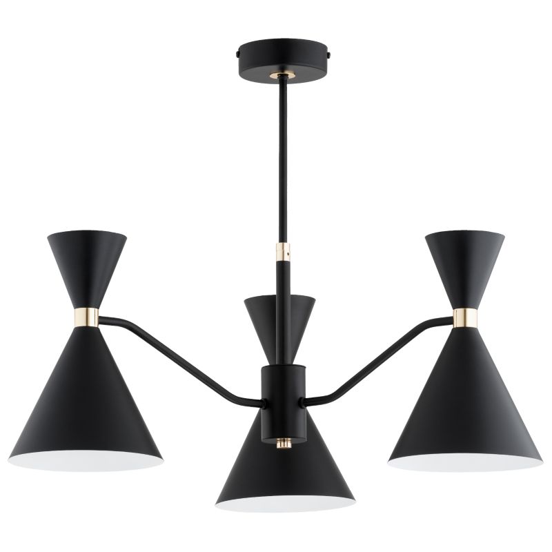 Lampa wisząca klosze stożki Alfa SALUT czarna 3xE27 / GU10x15W IP20 wym:60x62x62cm - 1 szt.