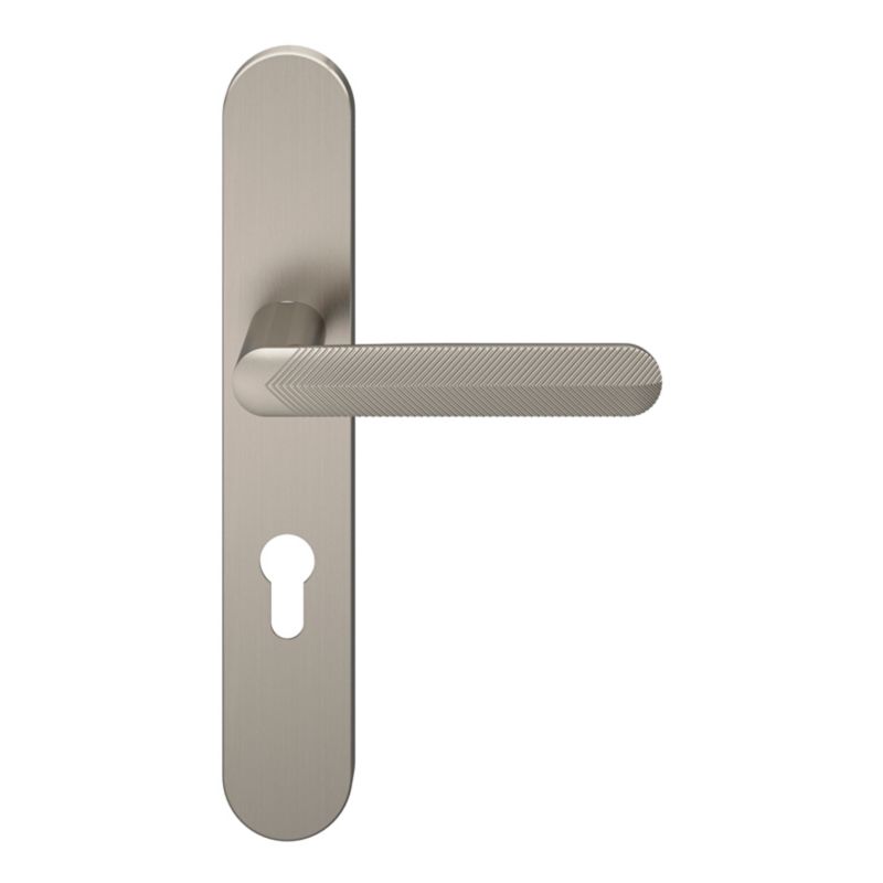 Klamka GoodHome Feather szyld wkładka nikiel satyna