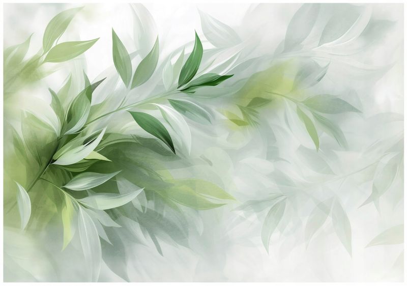 Fototapeta WALLARENA Do Sypialni Salonu Winylowa Liście Mgła Abstrakcja Zielony 312x219 cm 15976WVZXXL 1 szt.