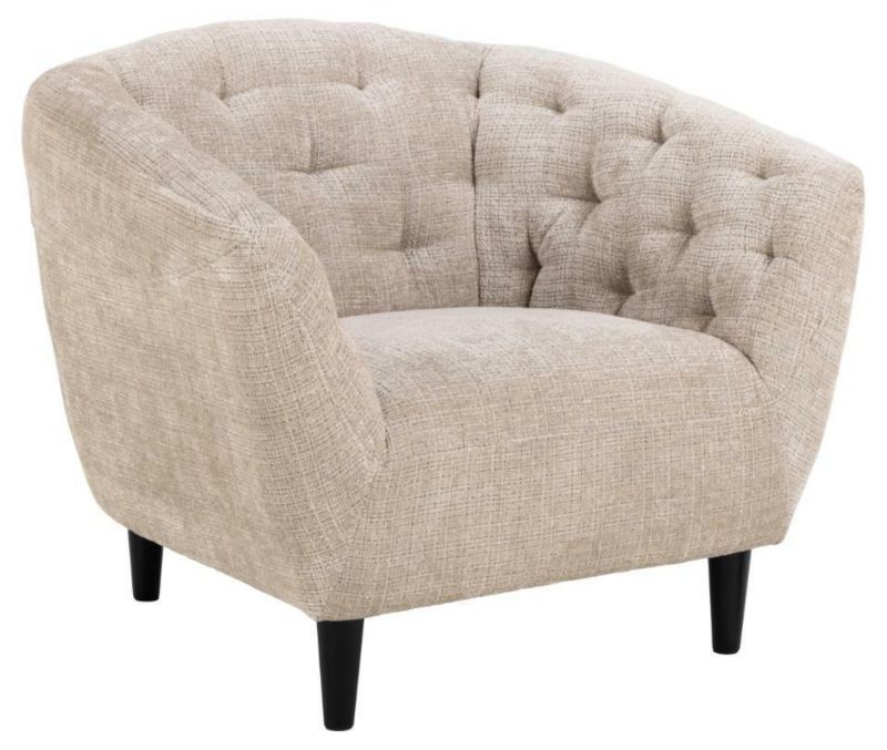 Fotel Ria ACTONA fotel kubełkowy beżowy tapicerowany pikowany skandynawski do salonu wypoczynkowy 1 szt.