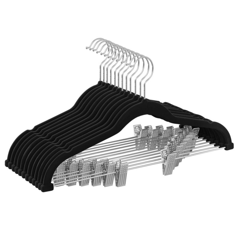 Wieszaki na ubrania Songmics z klamerkami czarne 12 szt.