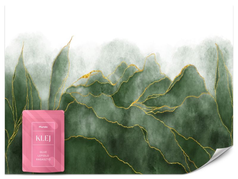 Fototapeta Muralo Zielone Akwarelowe Liście Glamour 300x210 cm 1szt.