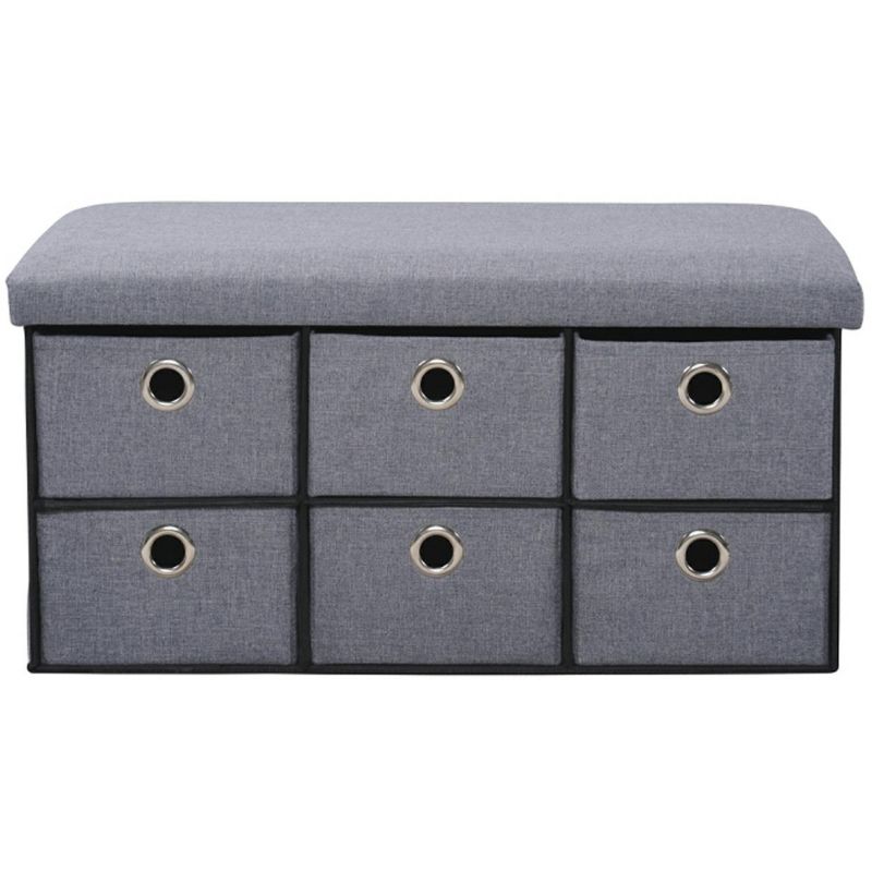 Pufa tapicerowana z szufladami Kesper szara 76x38x38 cm 1 szt.