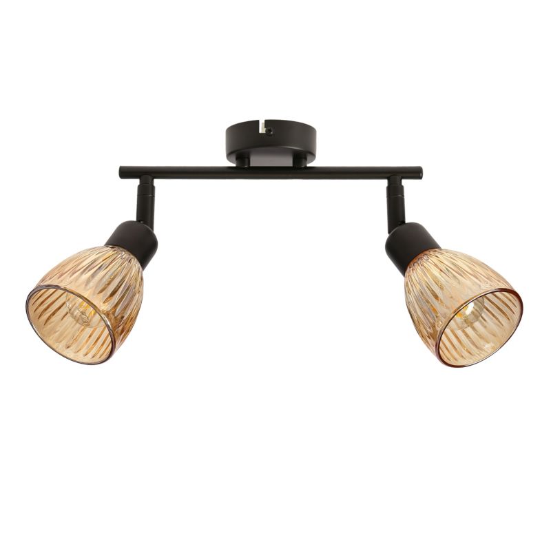 Lampa sufitowa bursztynowe ryflowane klosze Candellux Amcos czarno-bursztynowa 2xE14x40W IP20 wym:20x46x8cm - 1 szt.