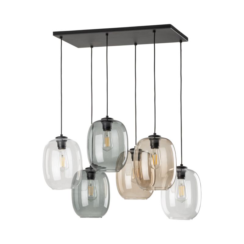 Lampa TK-Lighting Elio Mix kolorów kloszy szklanych Wisząca 6x E27 - 1 szt.