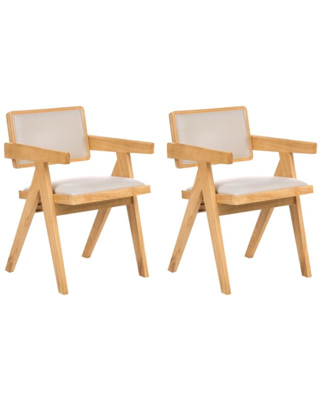 Zestaw 2 krzeseł do jadalni Carmody Drewno Jasnobrązowy 1 par.