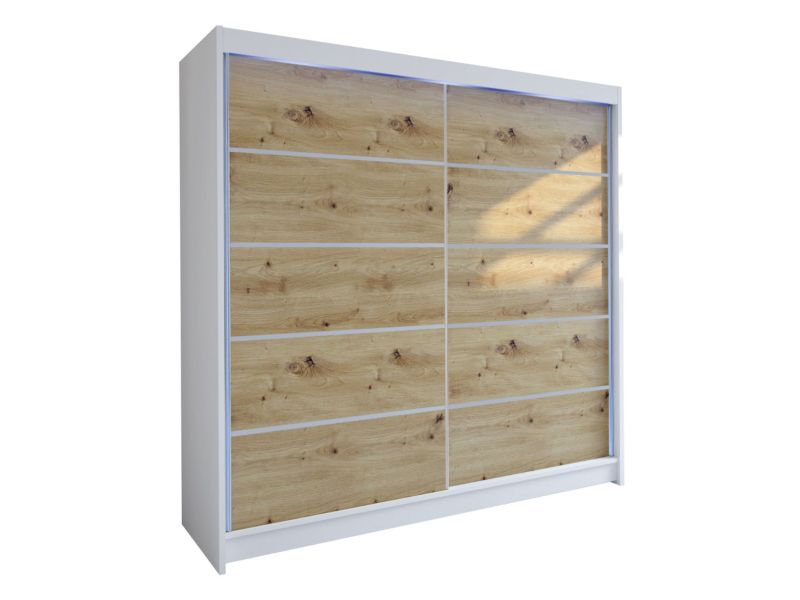 Szafa MIRJAN 24 z drzwiami przesuwnymi Talin IV z oświetleniem RGB biały/dąb artisan 1 szt.